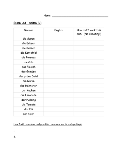 Food and drink - language detective skills