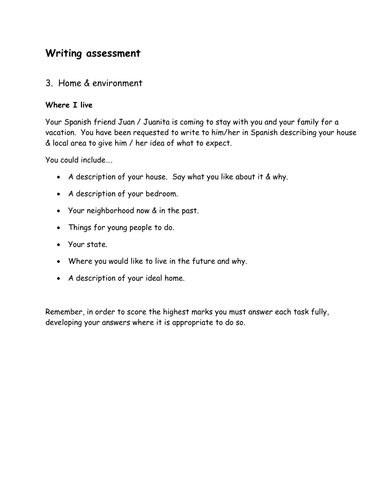 Writing - Home & Environment