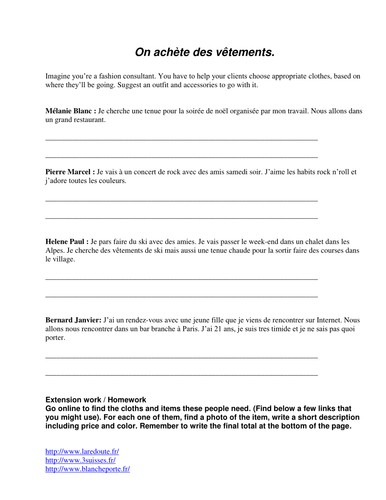 Clothes and occasions | Teaching Resources