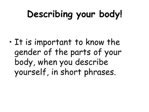 Describing your body!