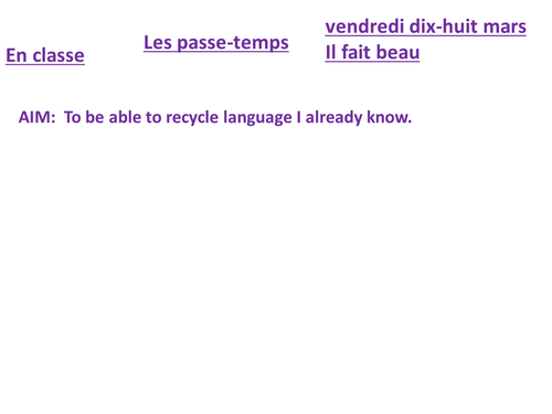 Faire; aller and Jouer