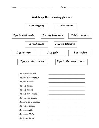 Que fais tu le weekend? - Handout