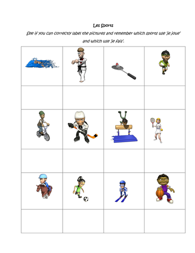 Je Joue / Je Fais + Sport - Handout