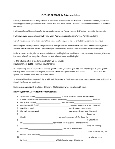 Future perfect  in French