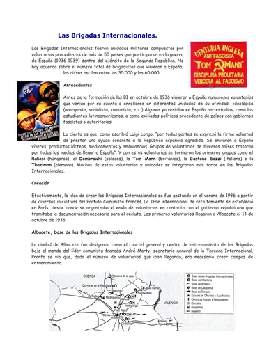 Las Brigadas Internacionales Teaching Resources