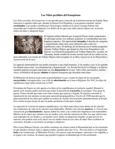 Stolen children of the Franco era