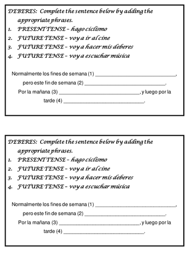 Qué vas a hacer? - TASK SHEET