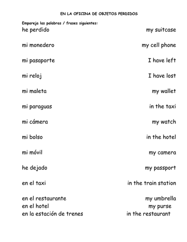 Objetos Perdidos - LOST PROPERTY MATCH UP