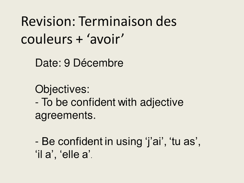 Color agreements in French
