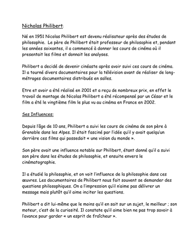Nicolas Philibert Background Info