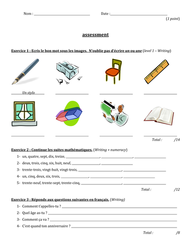 End of unit reading and writing assessment