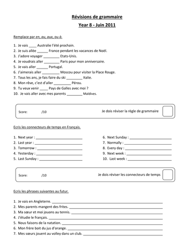 review worksheet on holidays