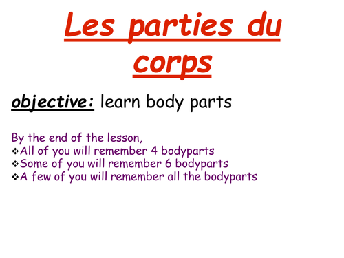 les parties du corps (bodyparts)