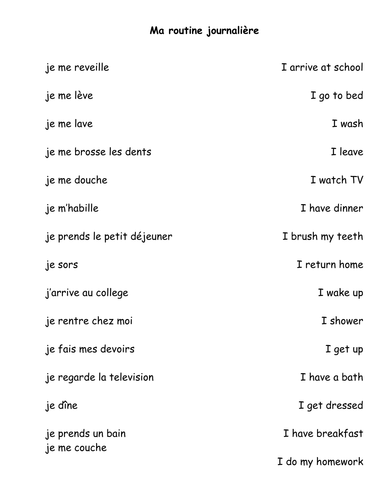 Le Matin - match up handout