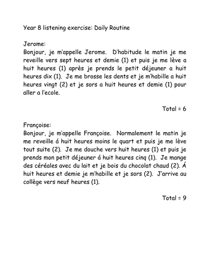 Qu'est-ce qu'il / elle fait le Matin?