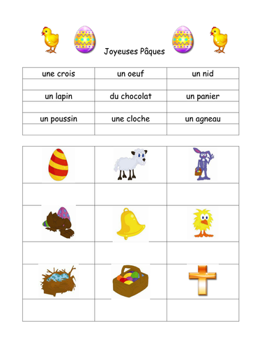 Joyeux Pacques - FICHE DE TRAVAIL