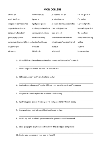 mon collège | Teaching Resources