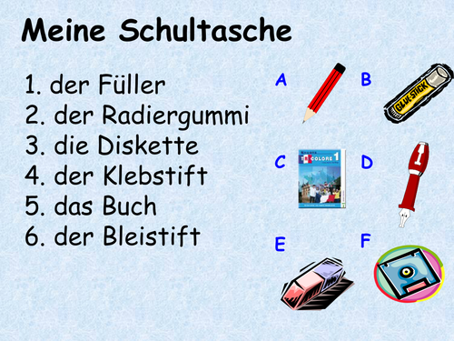 Meine Tasche und hast du speaking activity