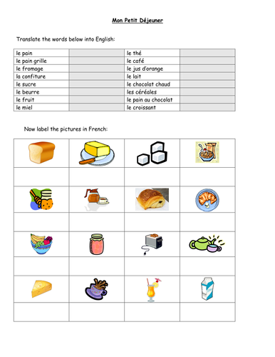 Mon Petit Déjeuner - worksheet