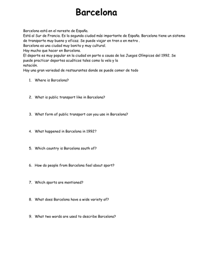 Barcelona Reading Task