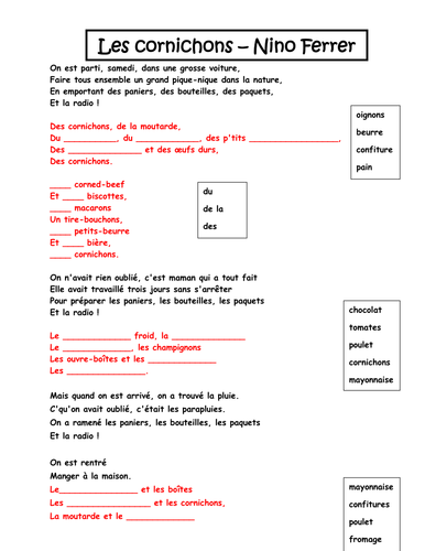 Song Les Cornichons by Nino Ferrer