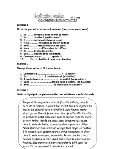 scojo262: Worksheet Reflexive Verbs Answer Key