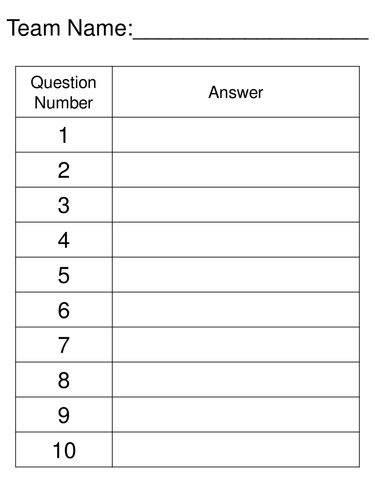 Trivia Quiz Template Printable