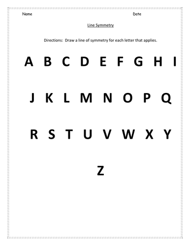 KS1 Alphabet symmetry worksheet by hroberts999 Teaching Resources TES