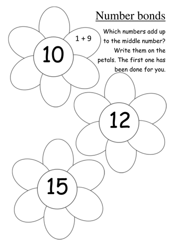 Number bonds sheets on flowers