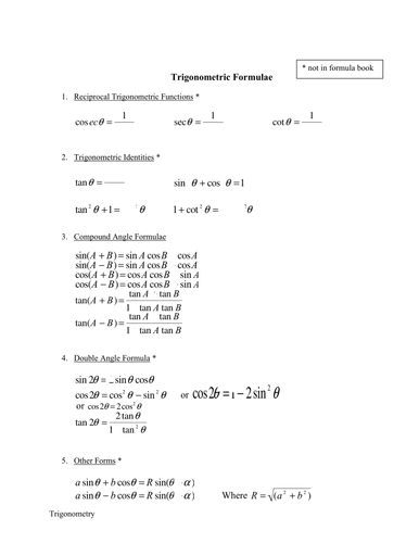 Trig Formula
