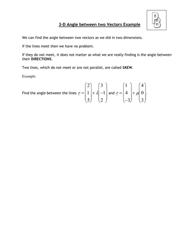3-D Vectors - One Angle Question