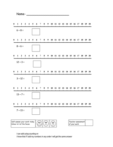 addition using a number line teaching resources
