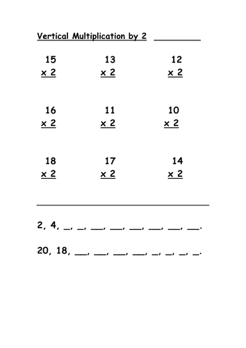 Vertical Multiplication by 2 | Teaching Resources