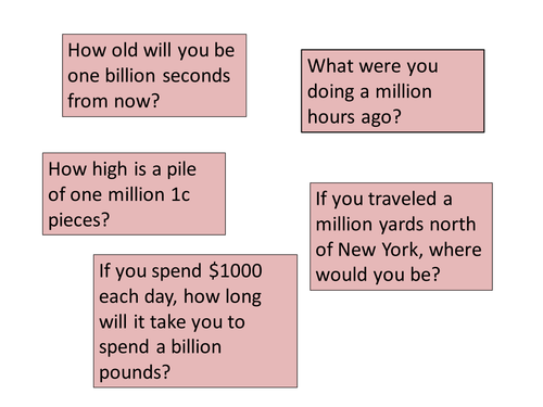 Powers of 10 Starter (Million; Billion)