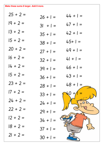 NUMBER -  SIMPLE - ADD ON EIGHT