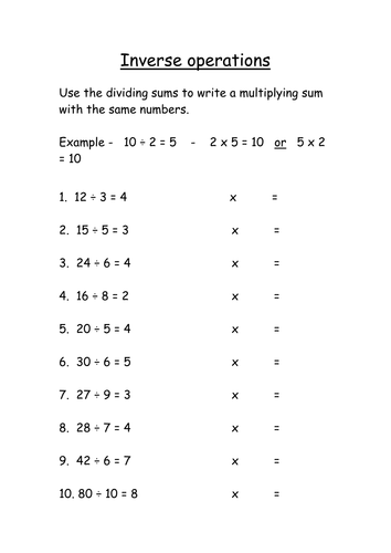 inverse operations multiplication by nickybo teaching resources tes