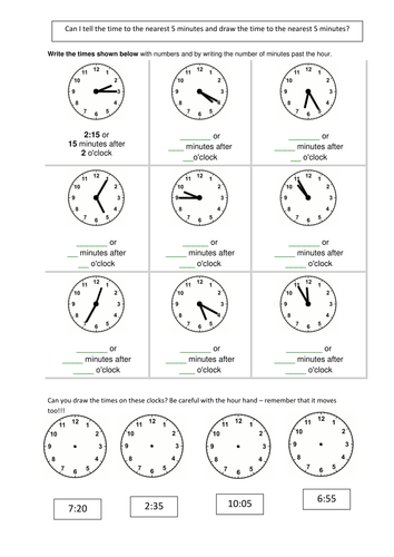 Telling The Time 5 Mins | Teaching Resources