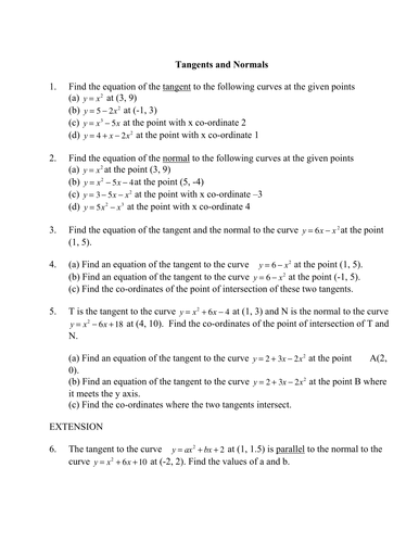 Tangents and Normals