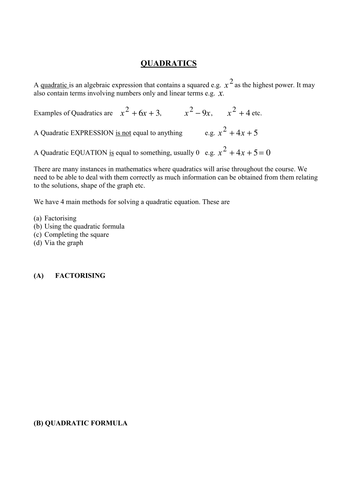 Quadratics