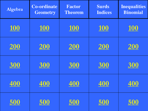 Core 1 Jeopardy