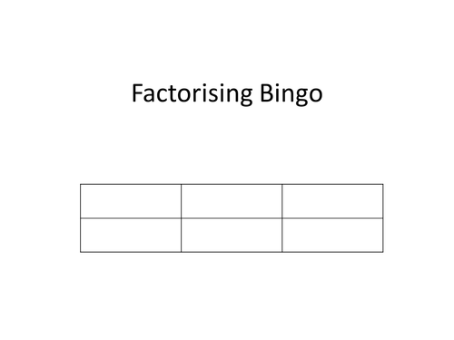 Factorizing Bingo - PowerPoint