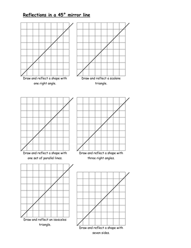 Reflecting shapes in a 45 degree mirror line