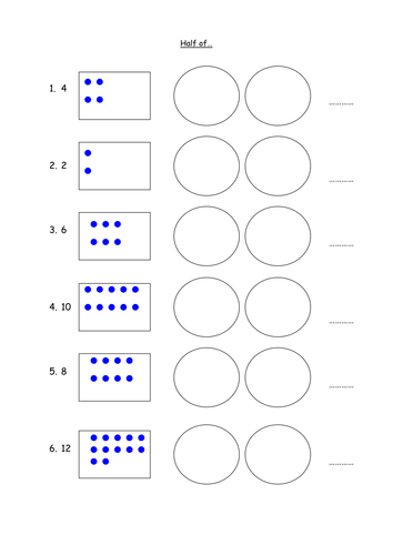 Halving Finding Half Of Differentiated Numbers Teaching Resources