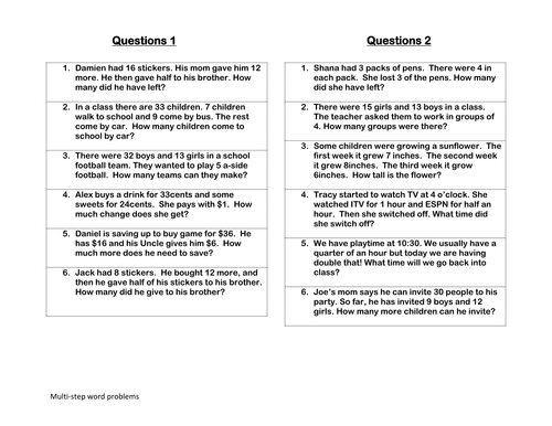 Printables Multi Step Word Problems 5th Grade step multiplication word problems 5th grade scalien multi scalien