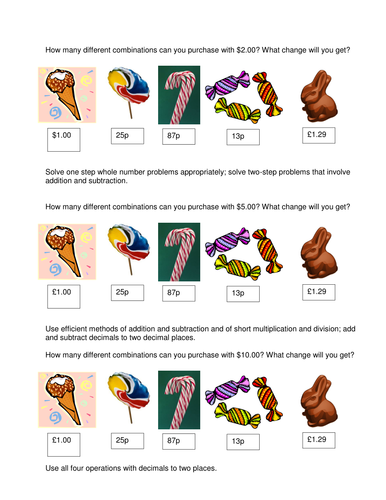 Money questions problem solving