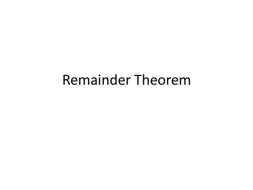 Remainder Theorem PowerPoint
