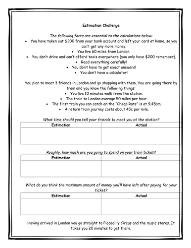 Estimation Challenge