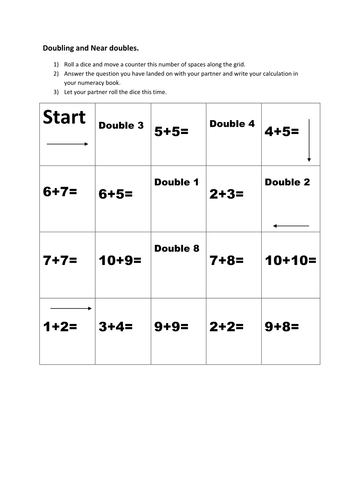 Printables Near Doubles Worksheet collection of near doubles worksheet bloggakuten doubling and game by kclarke88 teaching resources tes