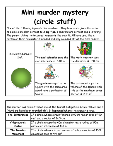 Circle formula and angles murder mystery