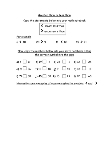 Greater than or less than < >